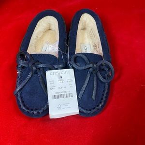 Blue suede slippers for boys. J Crew